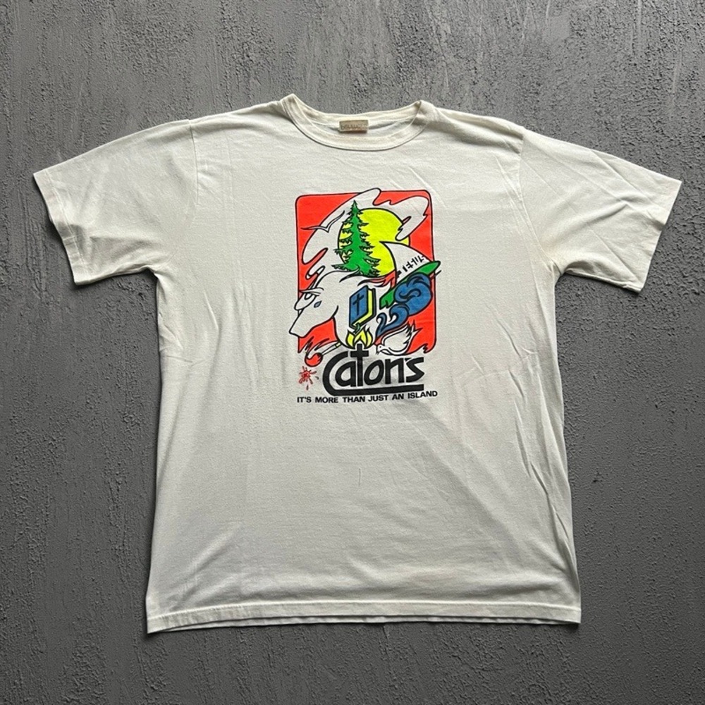 Vintage Catons Island Shirt XL White 1990s New Brunswick Cult Conspiracy Creepy